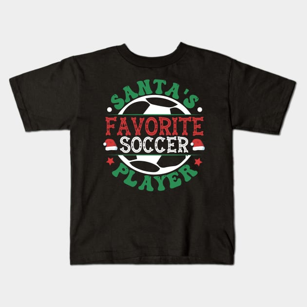 Santa's Favorite Soccer Player Kids T-Shirt by MZeeDesigns